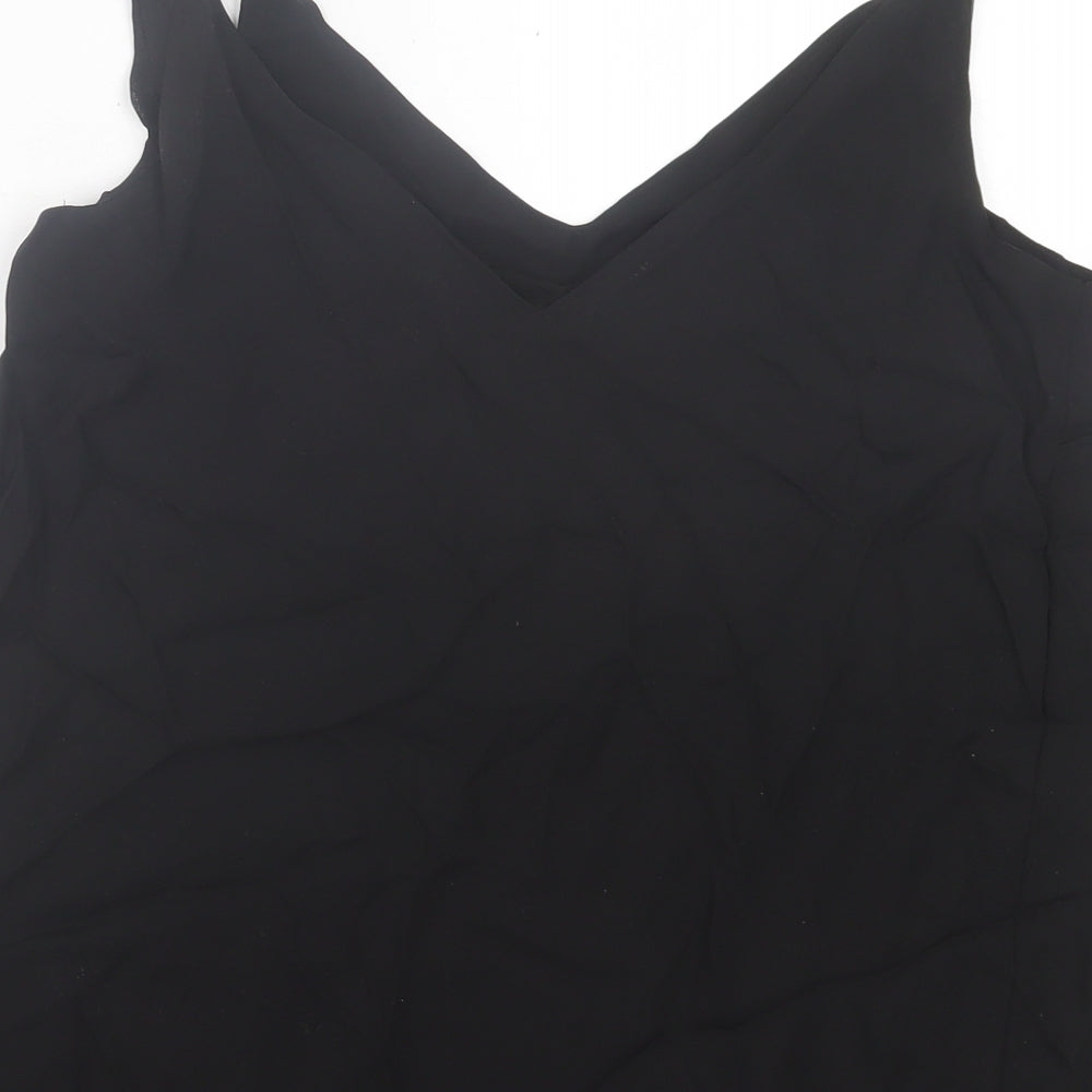 Papaya Womens Black  Polyester Basic Tank Size 8 V-Neck