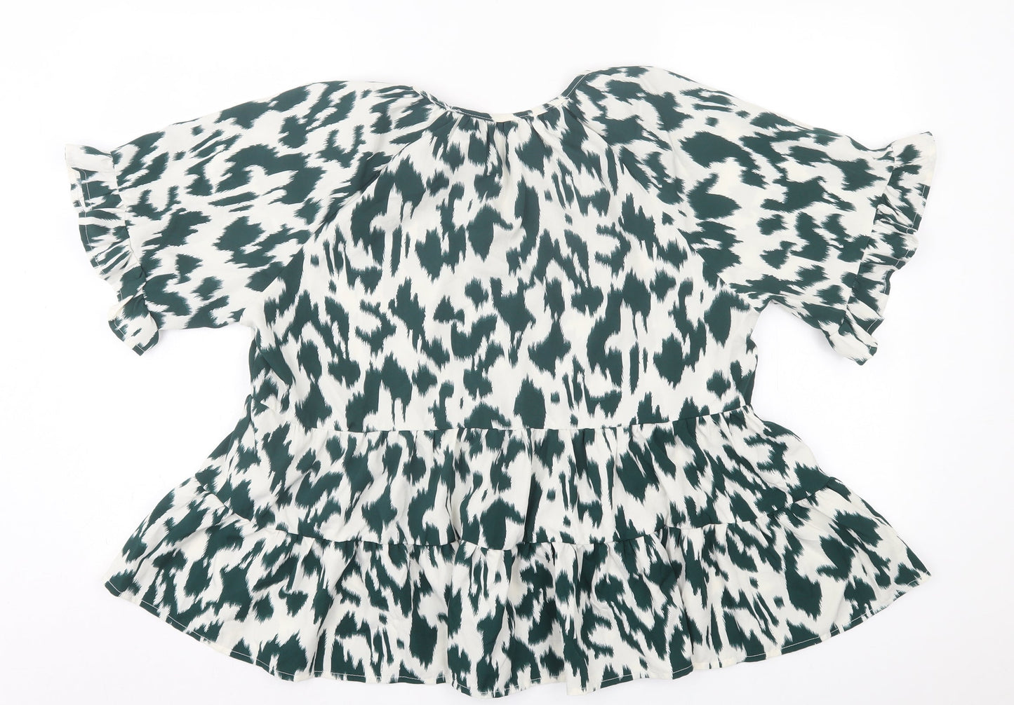 SheIn Womens Green Animal Print Polyester Basic Blouse Size XL Roll Neck