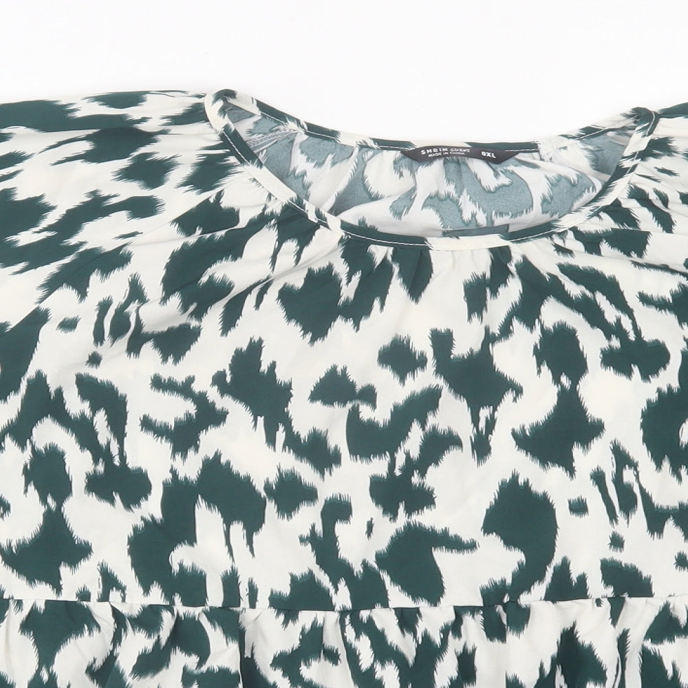 SheIn Womens Green Animal Print Polyester Basic Blouse Size XL Roll Neck