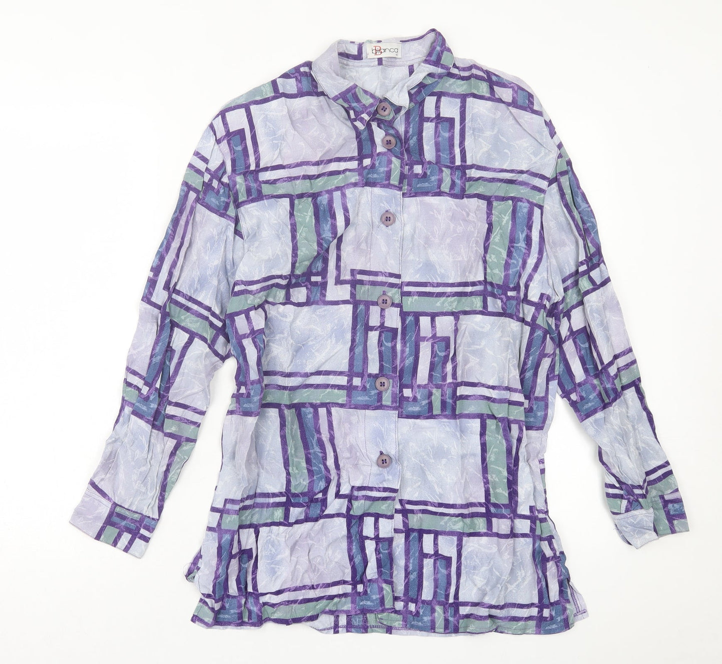 Womens UK Size 12 Bianca Purple Basic Button-Up