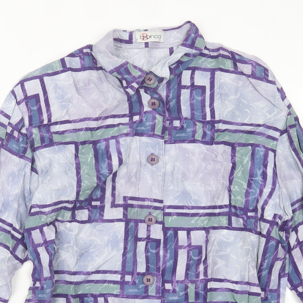 Womens UK Size 12 Bianca Purple Basic Button-Up