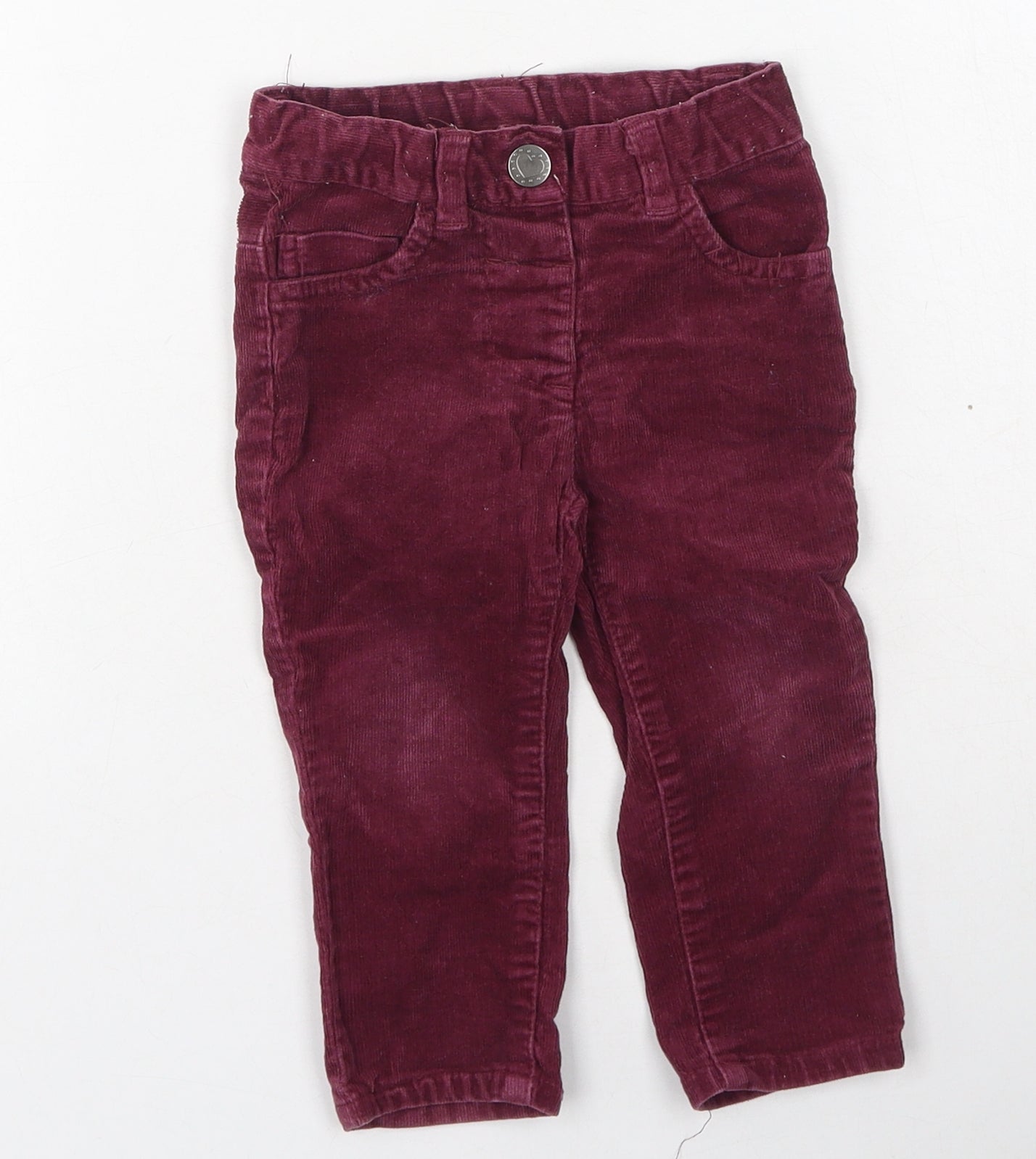 Dunnes Stores Girls Purple  Cotton Cargo Trousers Size 9-12 Months