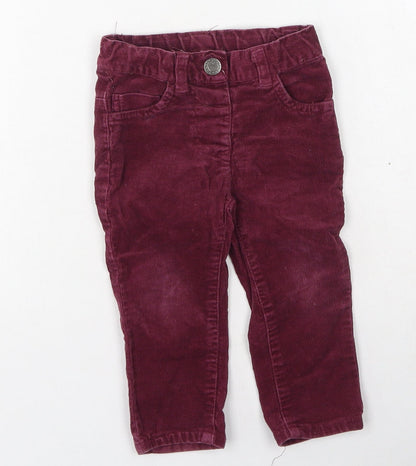 Dunnes Stores Girls Purple  Cotton Cargo Trousers Size 9-12 Months