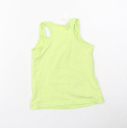 Preworn Girls Green  Cotton Camisole Tank Size 3-4 Years Round Neck