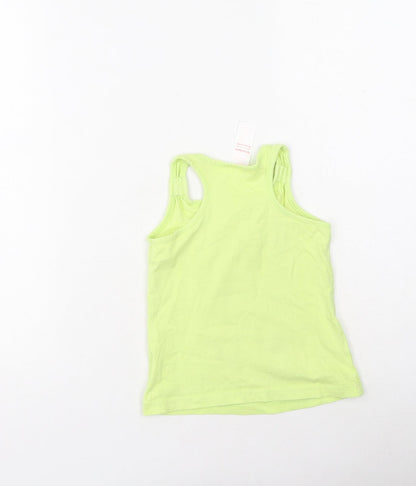 Preworn Girls Green  Cotton Camisole Tank Size 3-4 Years Round Neck