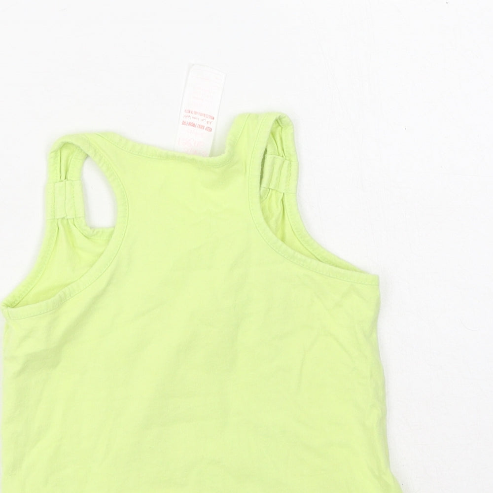Preworn Girls Green  Cotton Camisole Tank Size 3-4 Years Round Neck