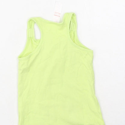 Preworn Girls Green  Cotton Camisole Tank Size 3-4 Years Round Neck