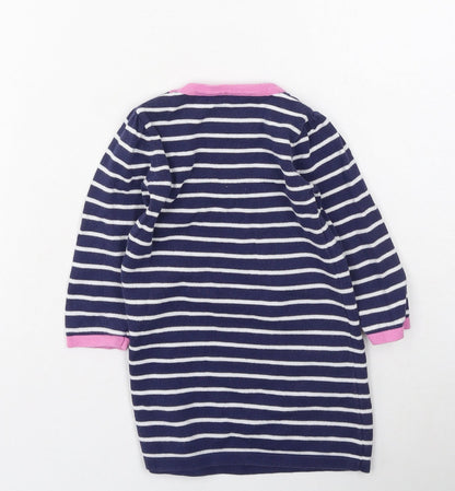 George  Girls Blue Striped Cotton Jacket Dress  Size 9-12 Months  Round Neck