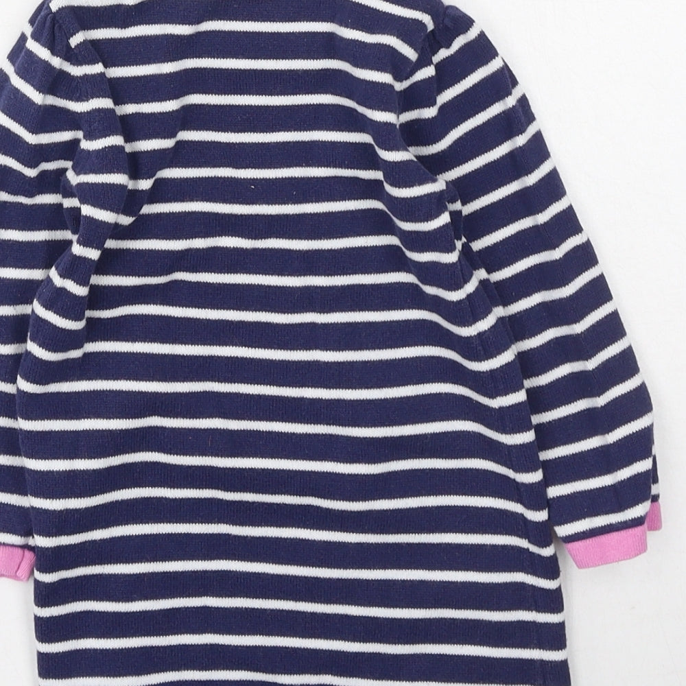 George  Girls Blue Striped Cotton Jacket Dress  Size 9-12 Months  Round Neck