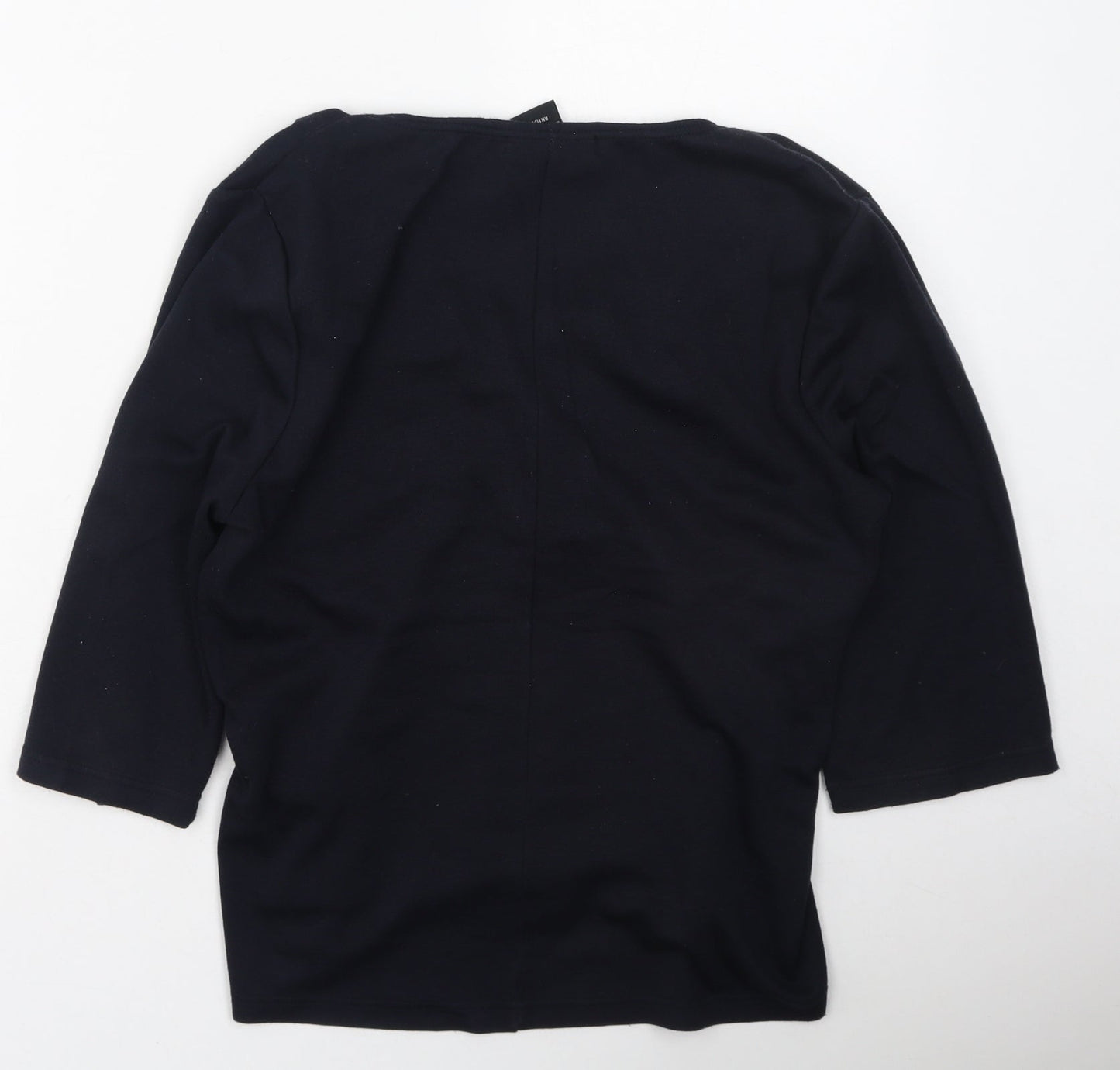Nina Leonard Womens Blue V-Neck  Acrylic Pullover Jumper Size M