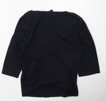 Nina Leonard Womens Blue V-Neck  Acrylic Pullover Jumper Size M