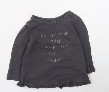 George  Boys Grey  Cotton Basic Casual Size 6-9 Months Round Neck