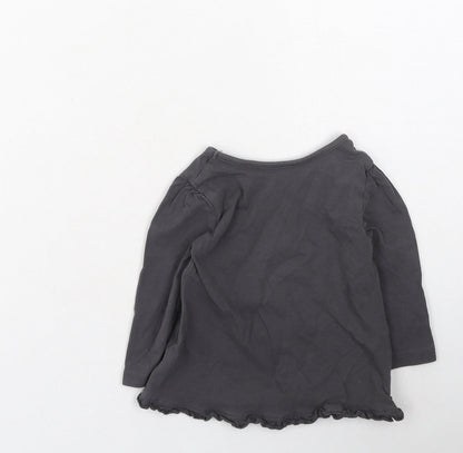 George  Boys Grey  Cotton Basic Casual Size 6-9 Months Round Neck