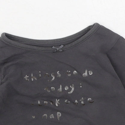 George  Boys Grey  Cotton Basic Casual Size 6-9 Months Round Neck