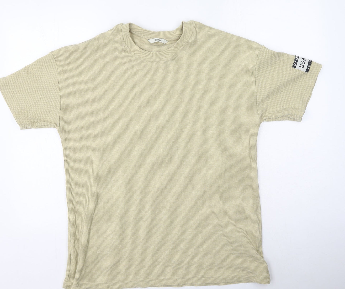 George  Womens Green  Polyester Basic T-Shirt Size M Round Neck