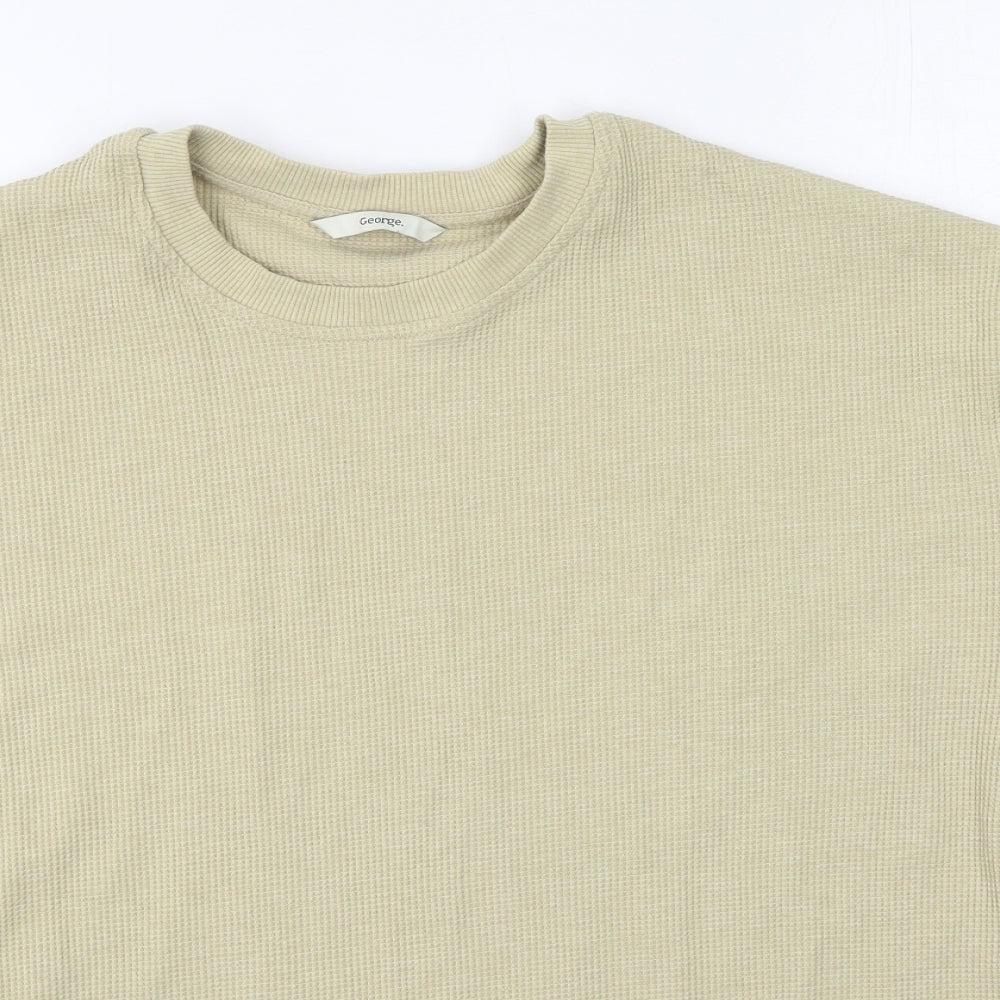 George  Womens Green  Polyester Basic T-Shirt Size M Round Neck