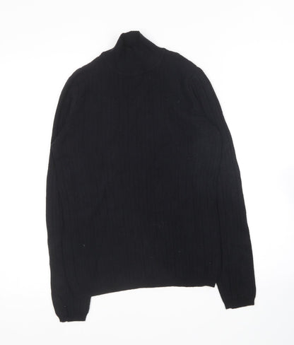 Nutmeg Womens Black Crew Neck  Viscose Pullover Jumper Size 10