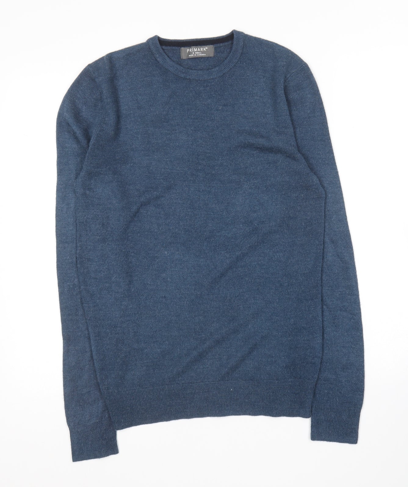 Primark Womens Blue Round Neck  Acrylic Pullover Jumper Size XS