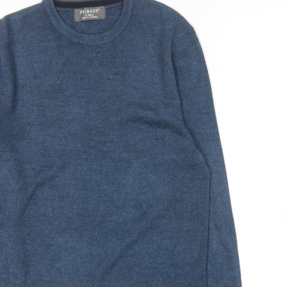 Primark Womens Blue Round Neck  Acrylic Pullover Jumper Size XS
