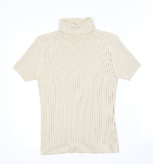 Linea Womens Beige Roll Neck  Acrylic Pullover Jumper Size L