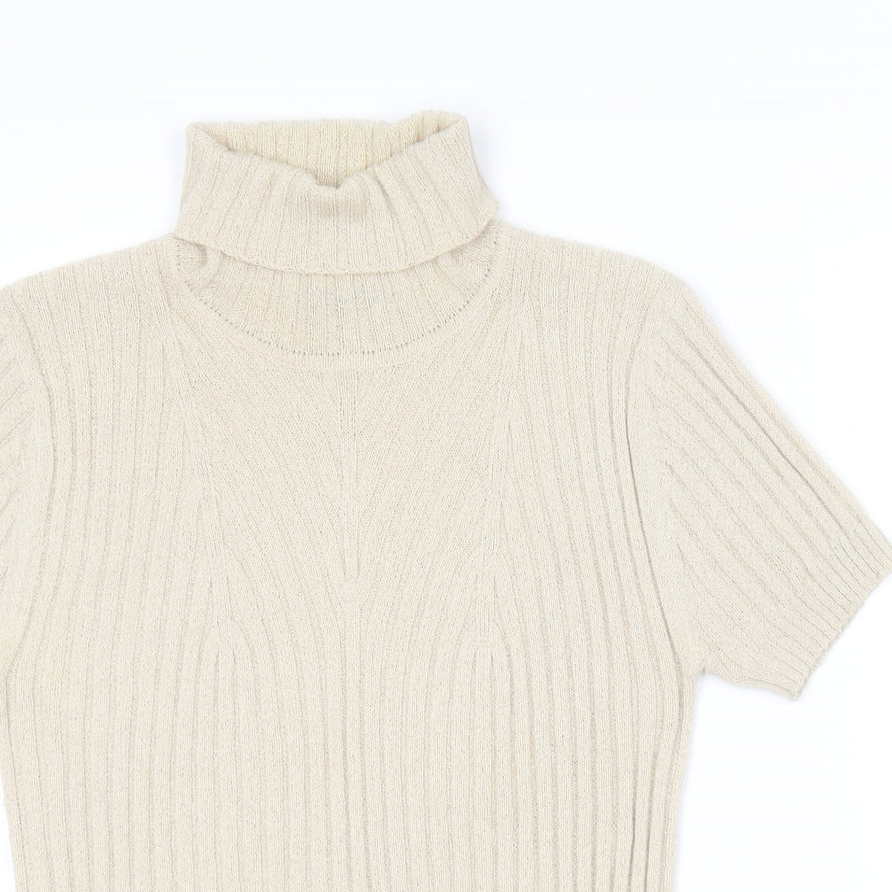 Linea Womens Beige Roll Neck  Acrylic Pullover Jumper Size L