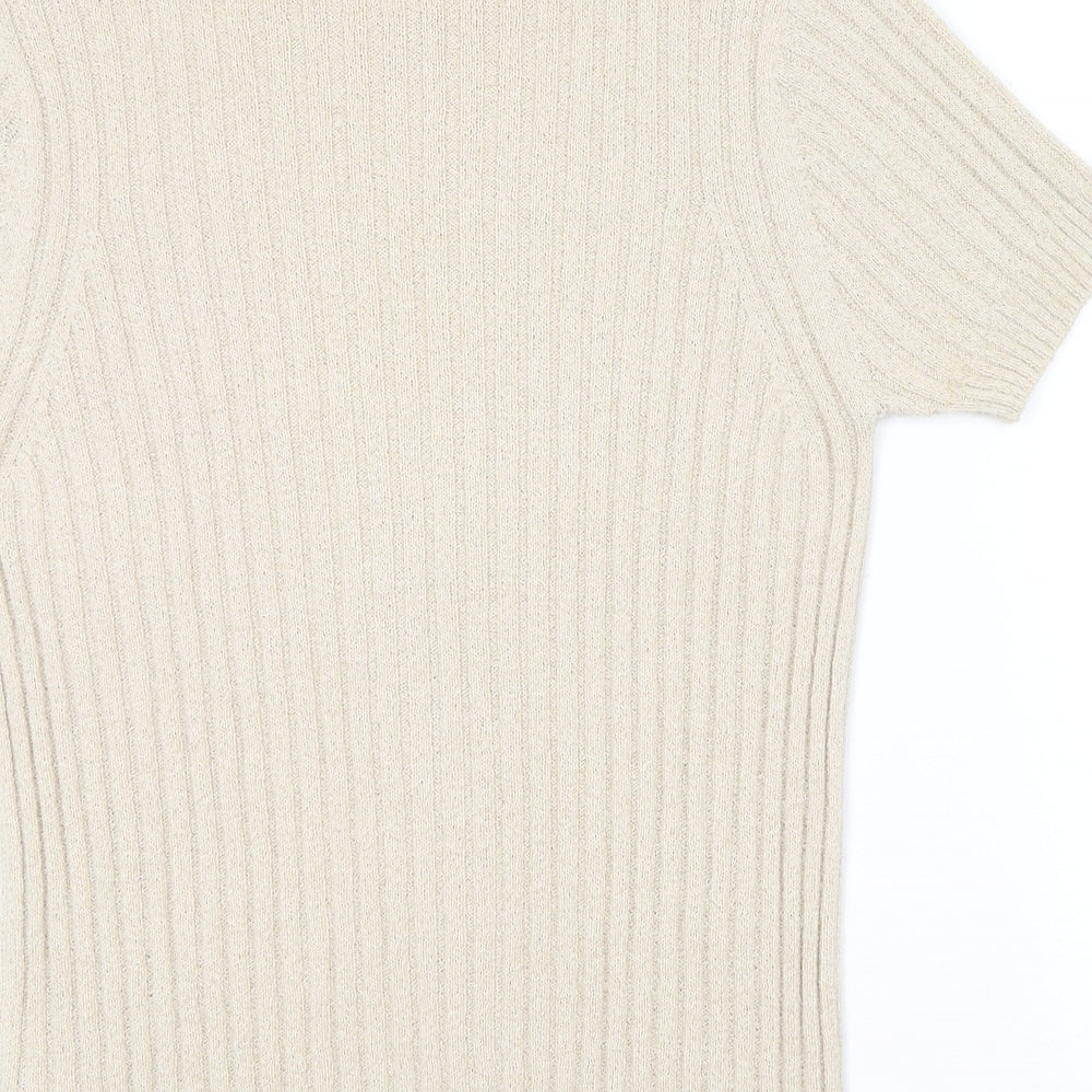 Linea Womens Beige Roll Neck  Acrylic Pullover Jumper Size L