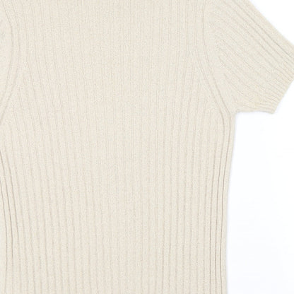 Linea Womens Beige Roll Neck  Acrylic Pullover Jumper Size L