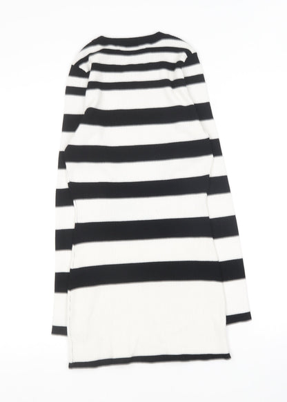 Lipsy Womens Black Round Neck Striped Cotton Pullover Jumper Size 8