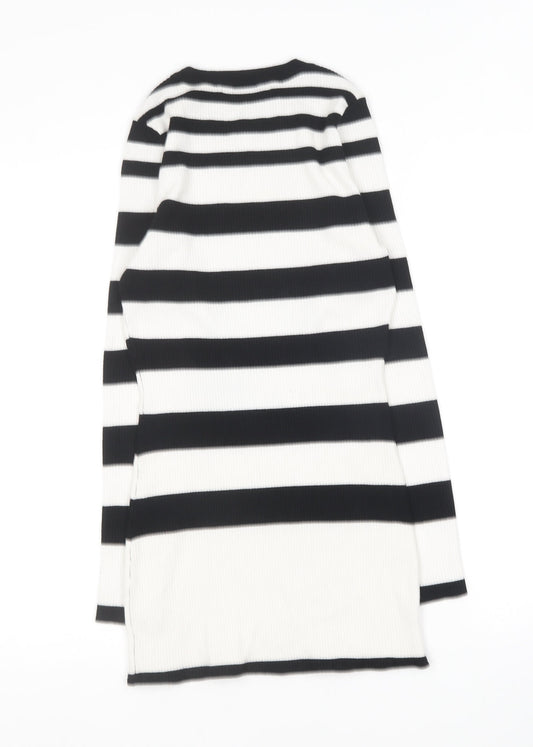 Lipsy Womens Black Round Neck Striped Cotton Pullover Jumper Size 8