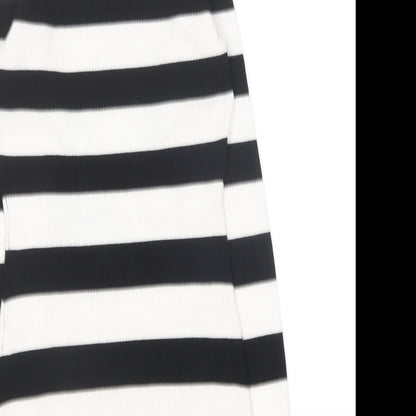 Lipsy Womens Black Round Neck Striped Cotton Pullover Jumper Size 8