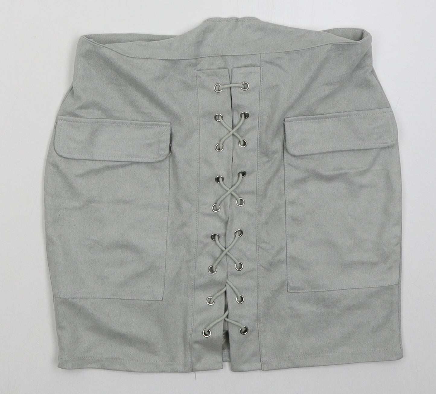 BKMGC Womens Grey  Polyester Mini Skirt Size M   Zip