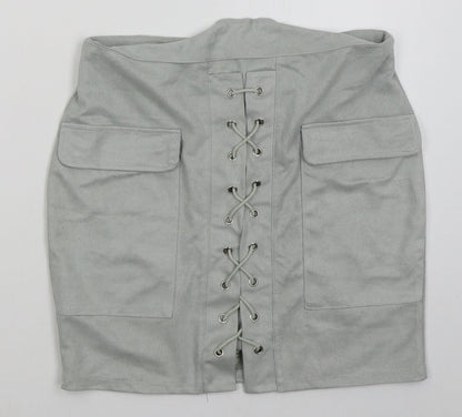 BKMGC Womens Grey  Polyester Mini Skirt Size M   Zip