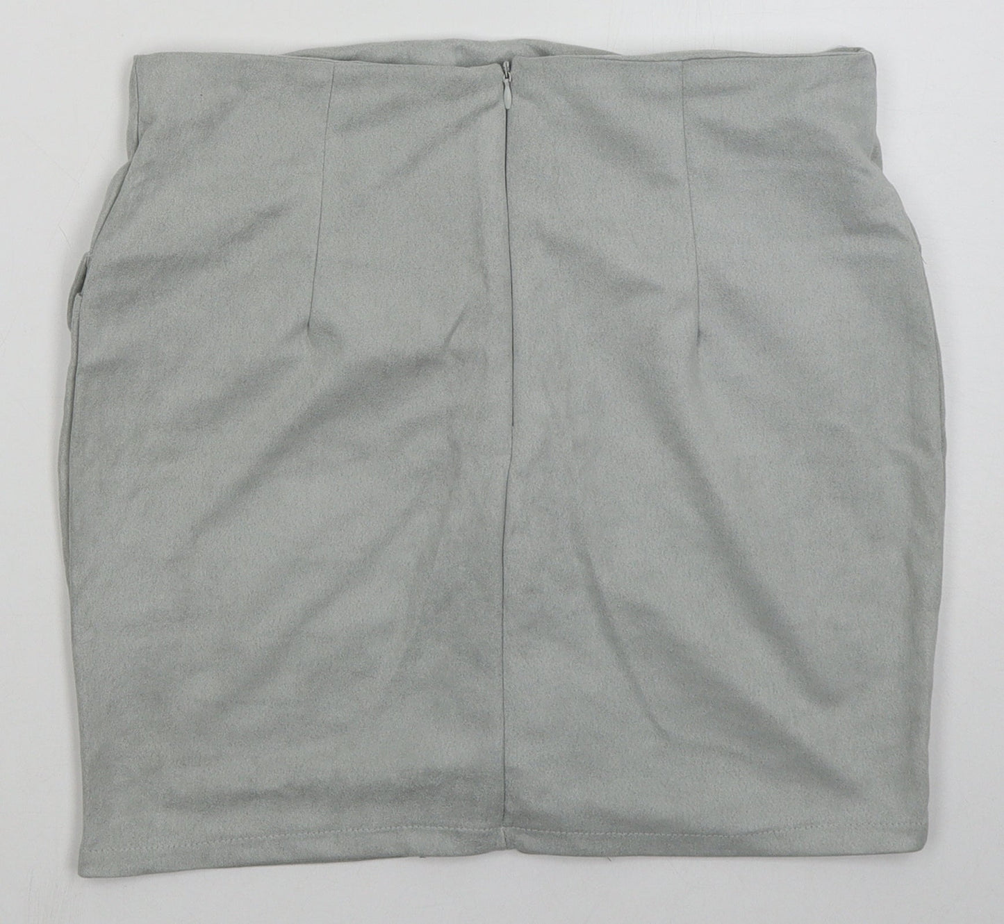 BKMGC Womens Grey  Polyester Mini Skirt Size M   Zip