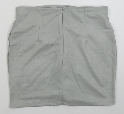 BKMGC Womens Grey  Polyester Mini Skirt Size M   Zip