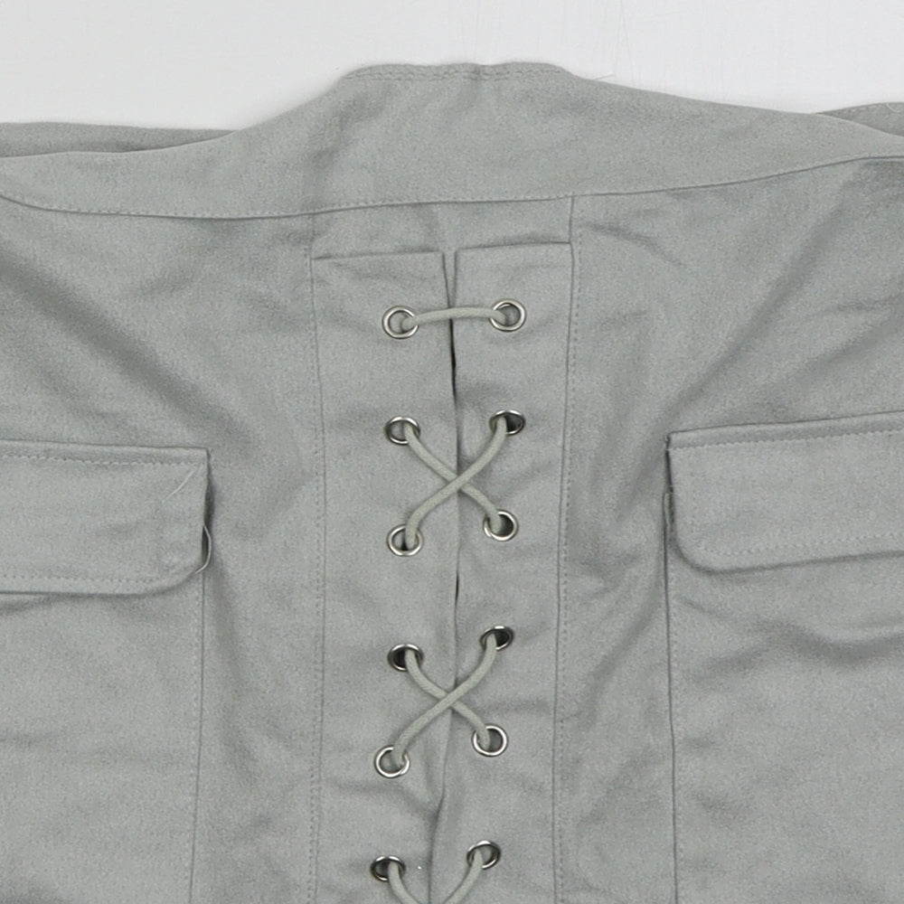 BKMGC Womens Grey  Polyester Mini Skirt Size M   Zip