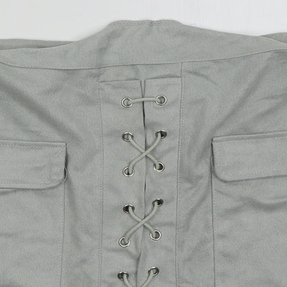 BKMGC Womens Grey  Polyester Mini Skirt Size M   Zip