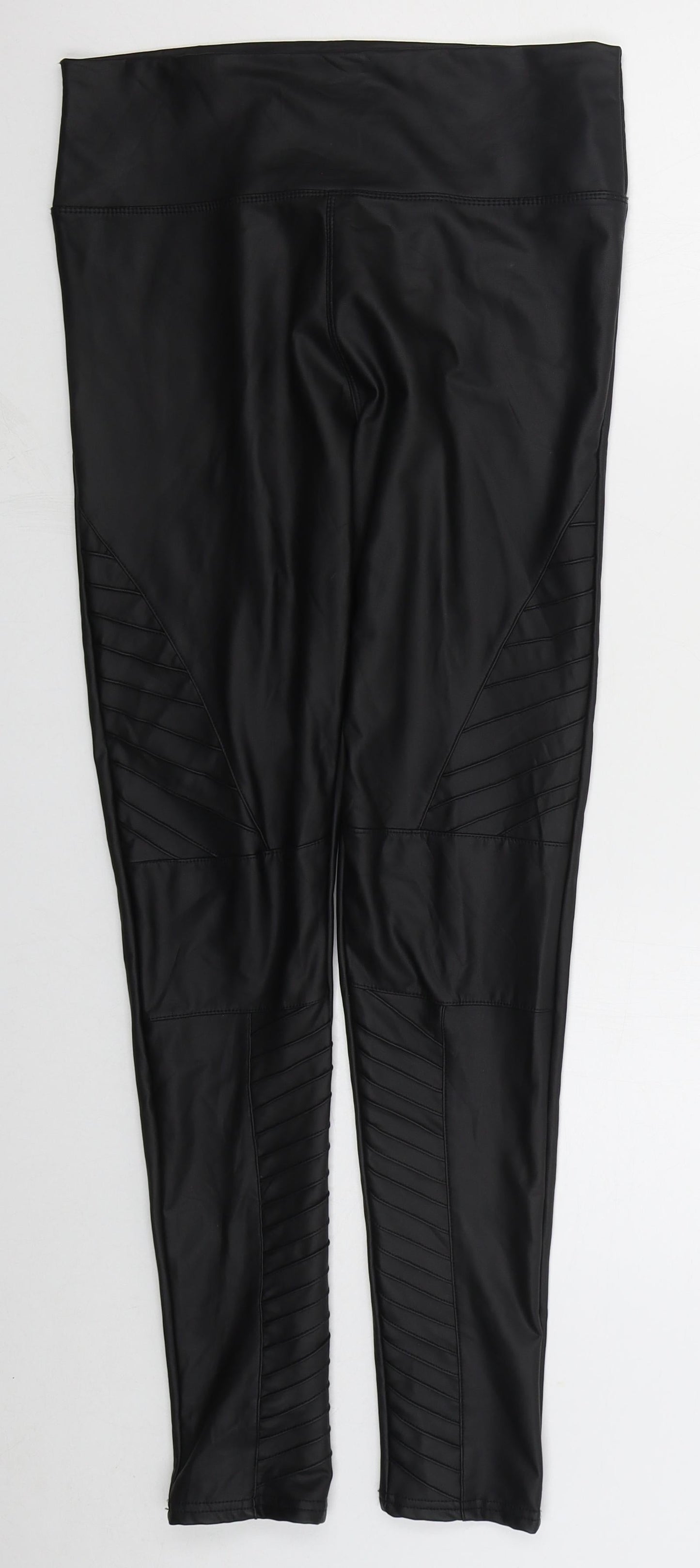 Yu & Me Womens Black  Polyurethane Carrot Leggings Size M L28 in