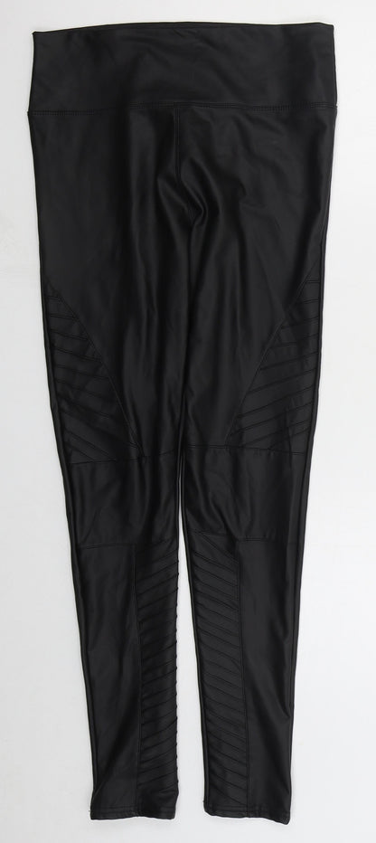 Yu & Me Womens Black  Polyurethane Carrot Leggings Size M L28 in