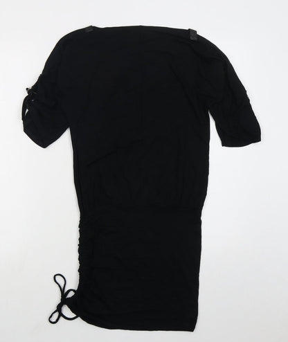 Look Womens Black  Viscose T-Shirt Dress  Size 8  Boat Neck Pullover