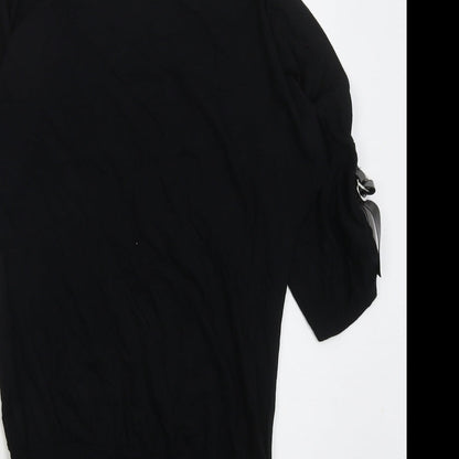 Look Womens Black  Viscose T-Shirt Dress  Size 8  Boat Neck Pullover