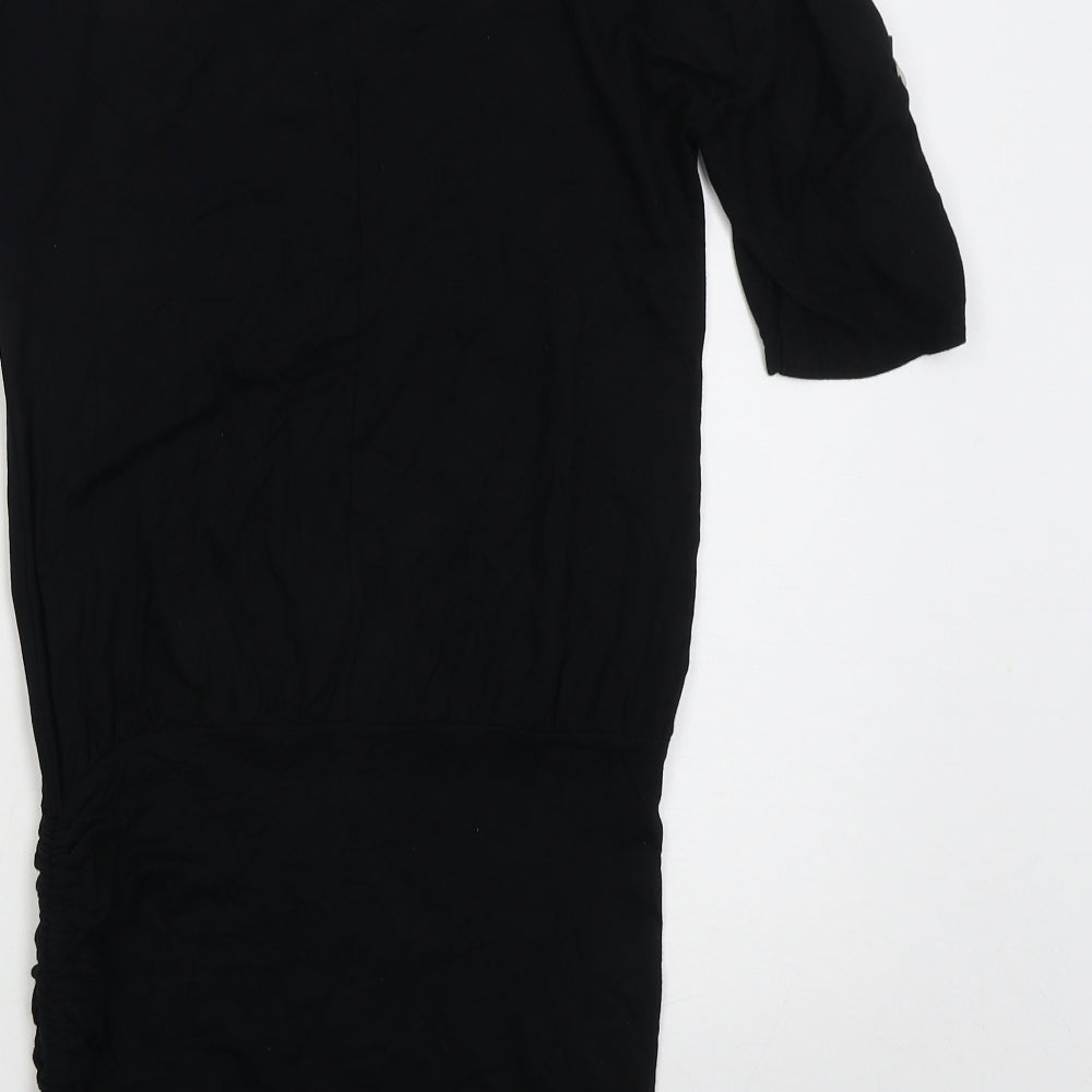 Look Womens Black  Viscose T-Shirt Dress  Size 8  Boat Neck Pullover