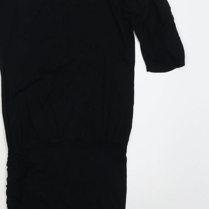 Look Womens Black  Viscose T-Shirt Dress  Size 8  Boat Neck Pullover
