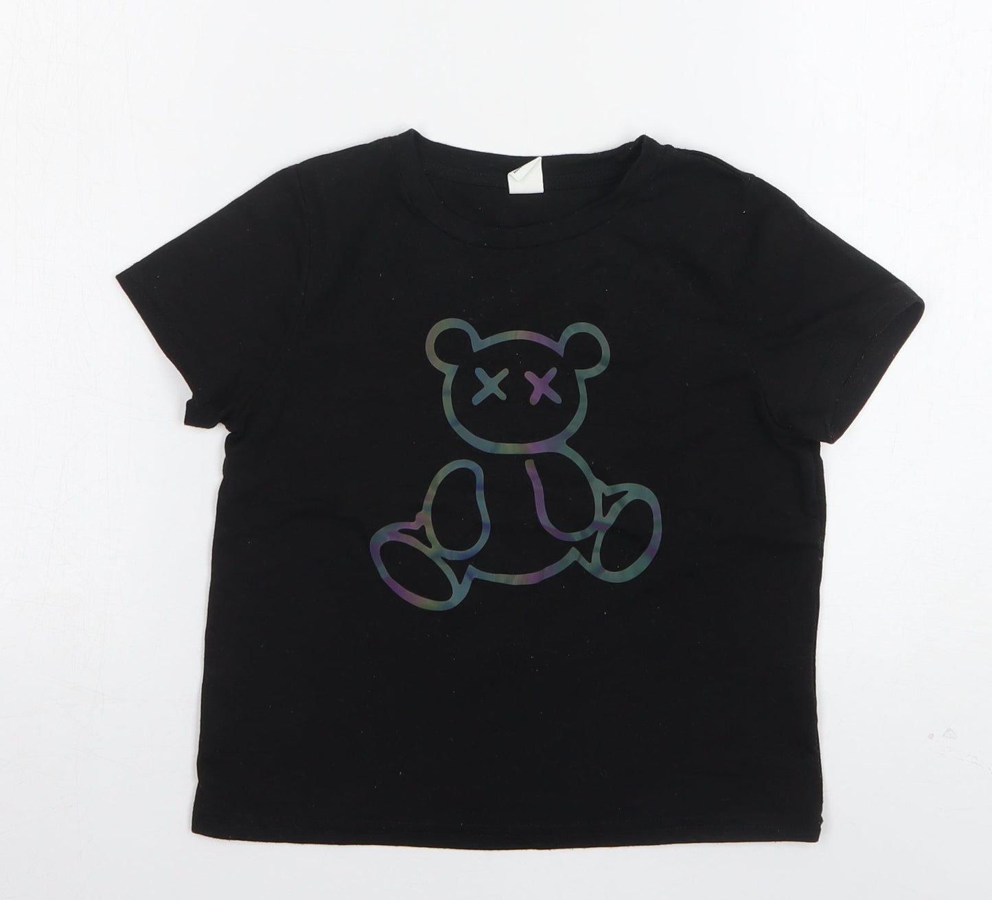 Shein  Boys Black  Polyester Basic T-Shirt Size 5 Years Round Neck