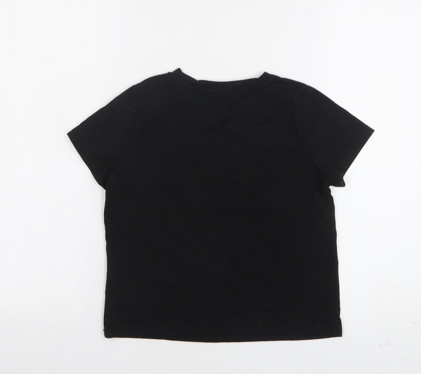 Shein  Boys Black  Polyester Basic T-Shirt Size 5 Years Round Neck