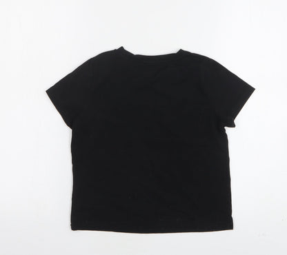 Shein  Boys Black  Polyester Basic T-Shirt Size 5 Years Round Neck