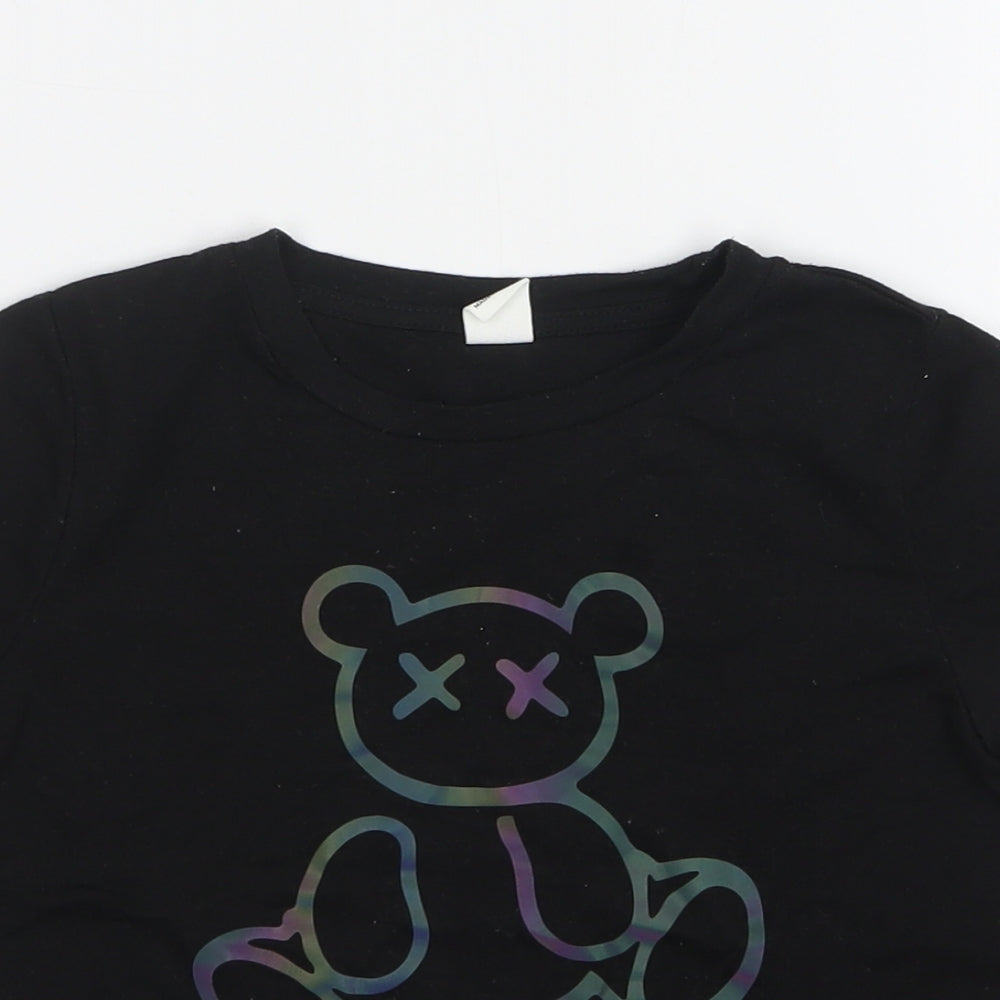 Shein  Boys Black  Polyester Basic T-Shirt Size 5 Years Round Neck