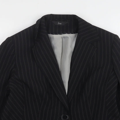 BHS Womens Black Striped Polyester Jacket Blazer Size 10