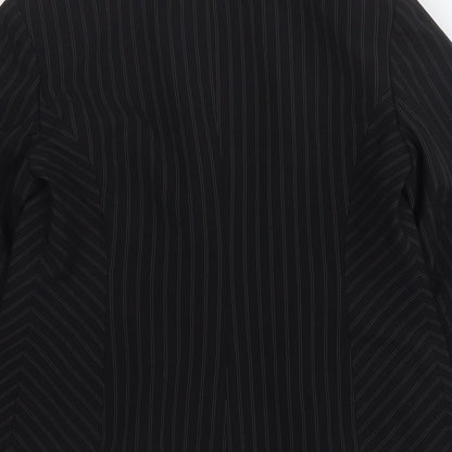 BHS Womens Black Striped Polyester Jacket Blazer Size 10