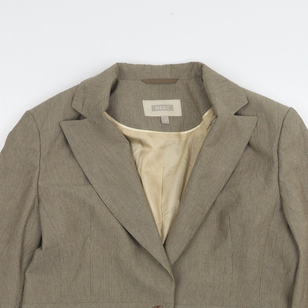 NEXT Womens Brown Striped Polyester Jacket Suit Jacket Size 14