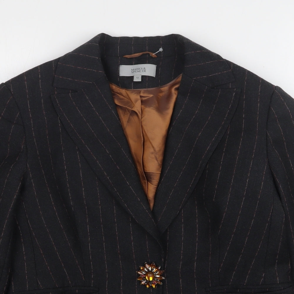 Womens UK Size 12 Marks and Spencer Regular Grey Suit Jacket